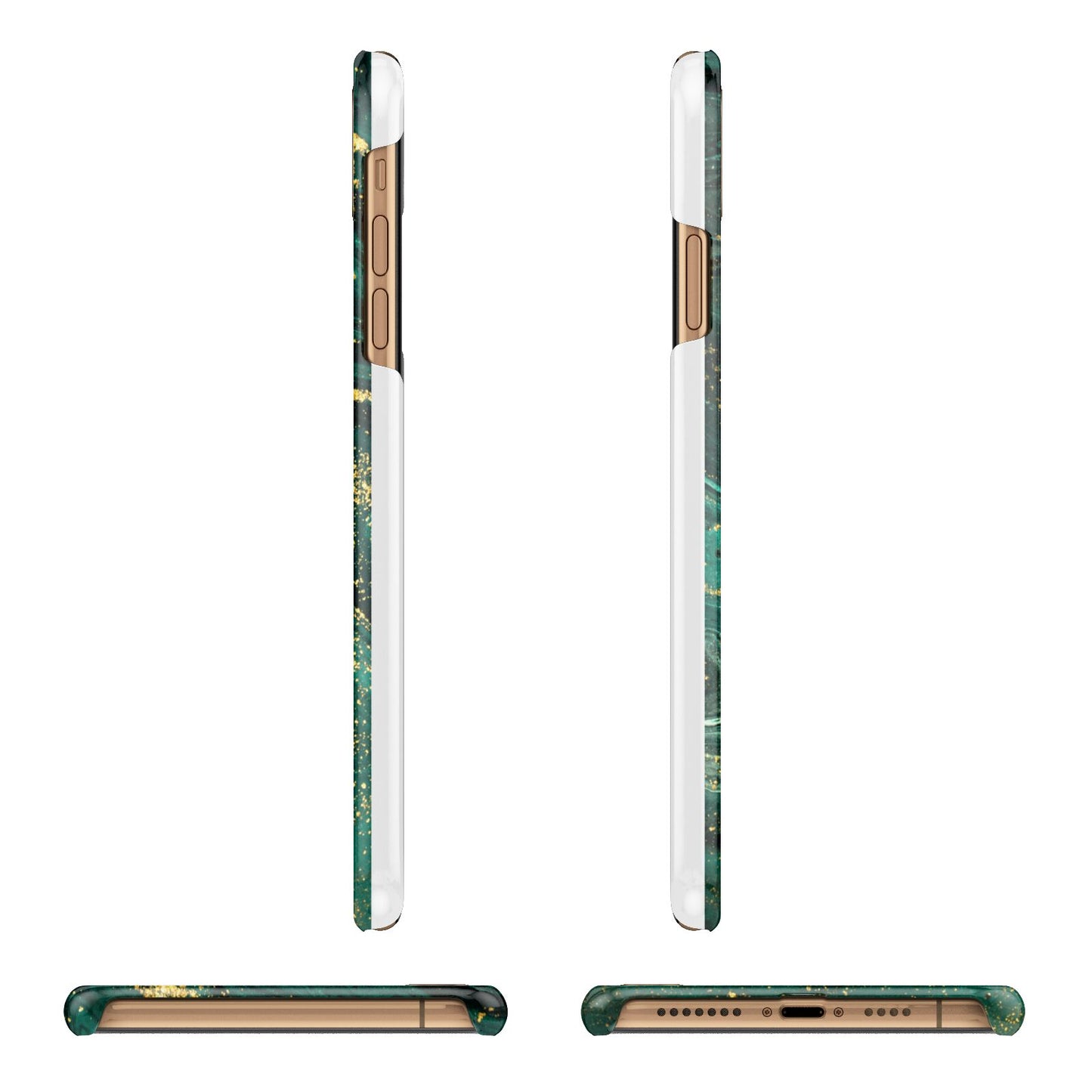 Green Gold Marble Personalised Initial iPhone 11 Pro Max 3D Snap Case Angle Images