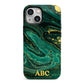 Green Gold Marble Personalised Initial iPhone 13 Mini Full Wrap 3D Tough Case