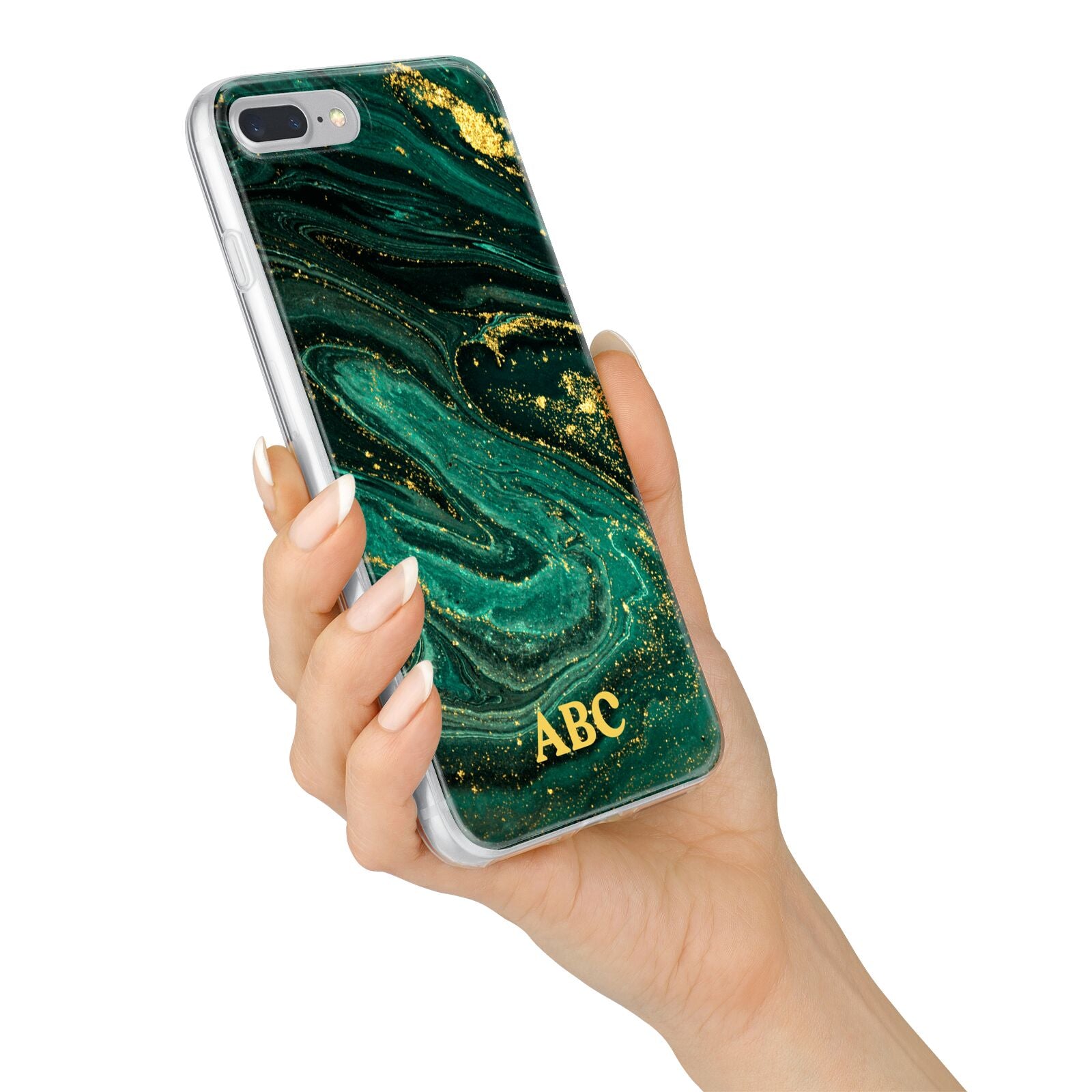 Green Gold Marble Personalised Initial iPhone 7 Plus Bumper Case on Silver iPhone Alternative Image