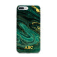 Green Gold Marble Personalised Initial iPhone 7 Plus Bumper Case on Silver iPhone