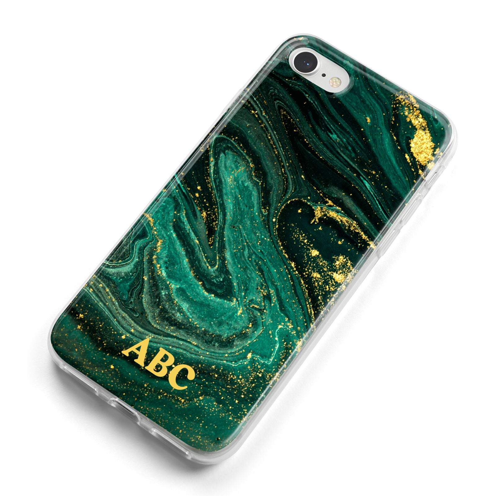 Green Gold Marble Personalised Initial iPhone 8 Bumper Case on Silver iPhone Alternative Image