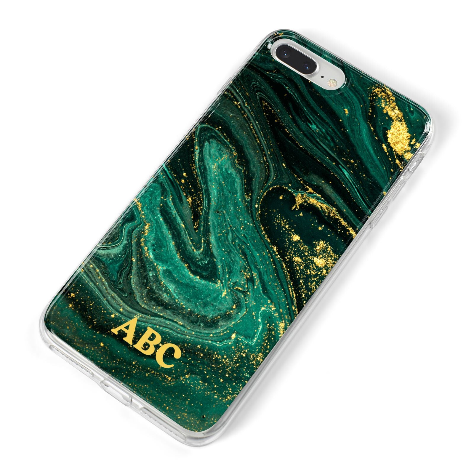 Green Gold Marble Personalised Initial iPhone 8 Plus Bumper Case on Silver iPhone Alternative Image