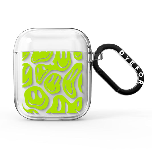 Green Happy Face AirPods Clear Case