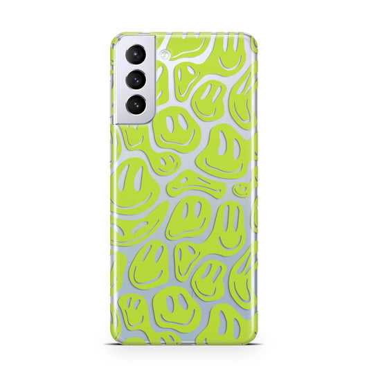 Green Happy Face Samsung S21 Plus Phone Case