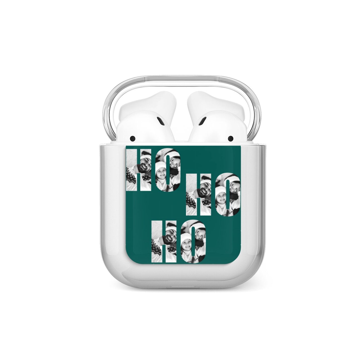 Green Ho Ho Ho Photo Upload Christmas AirPods Case