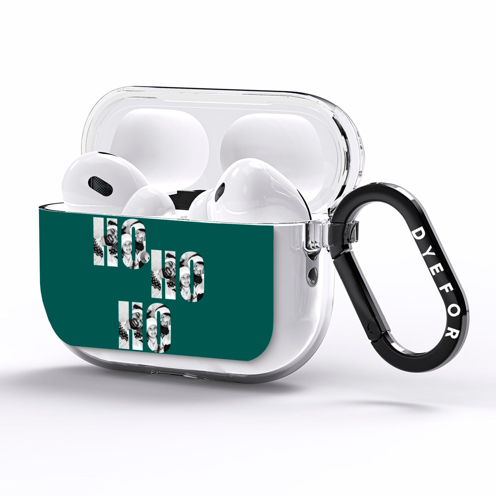 Green Ho Ho Ho Photo Upload Christmas AirPods Pro Clear Case Side Image