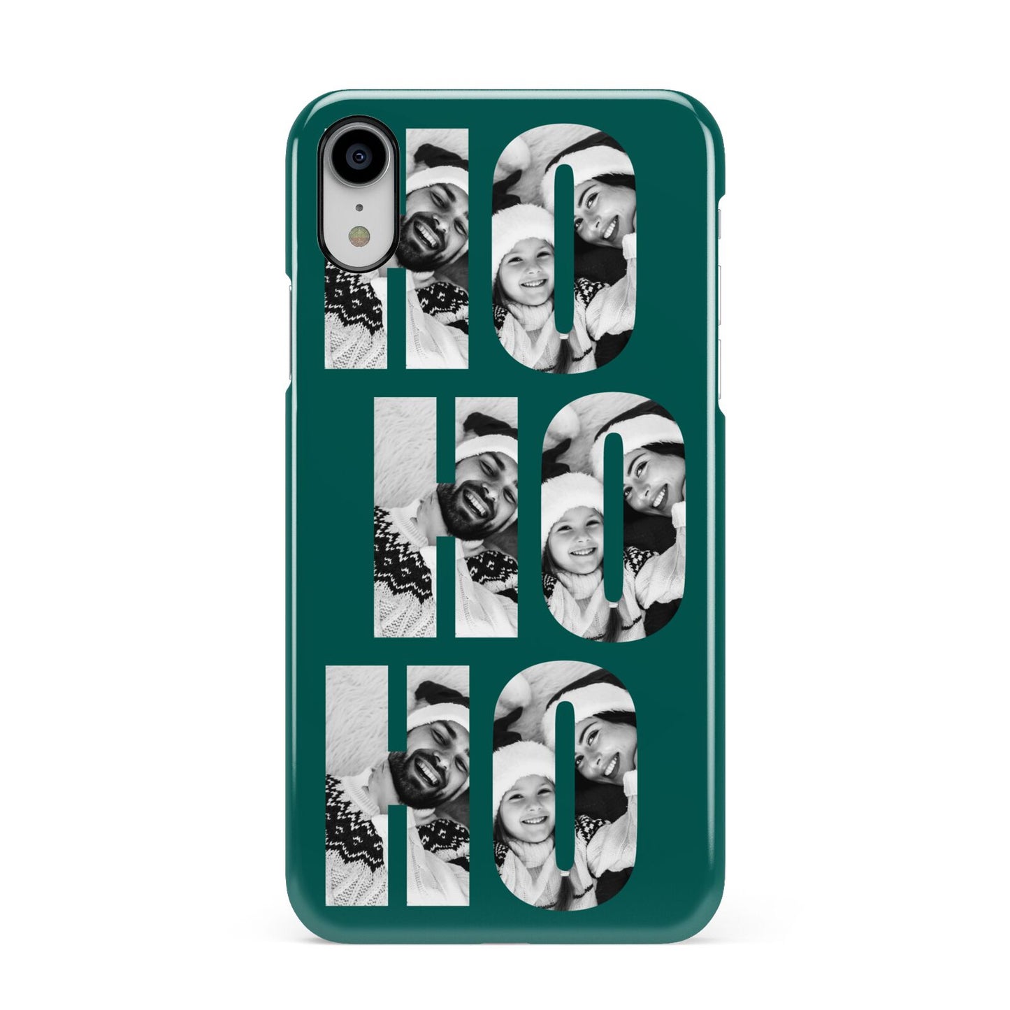 Green Ho Ho Ho Photo Upload Christmas Apple iPhone XR White 3D Snap Case