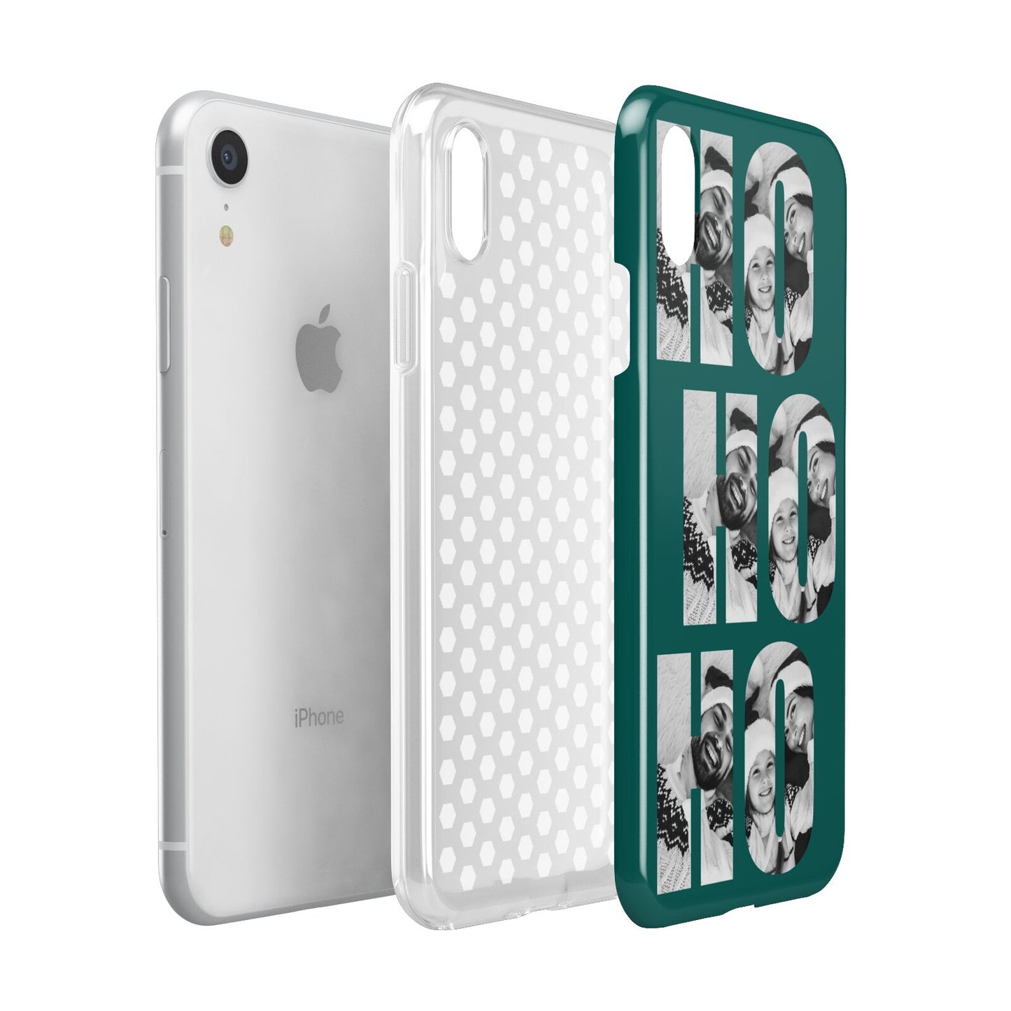 Green Ho Ho Ho Photo Upload Christmas Apple iPhone XR White 3D Tough Case Expanded view