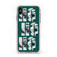 Green Ho Ho Ho Photo Upload Christmas Apple iPhone Xs Max Impact Case Pink Edge on Gold Phone