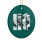 Green Ho Ho Ho Photo Upload Christmas Circle Decoration Side Angle