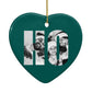 Green Ho Ho Ho Photo Upload Christmas Heart Decoration Back Image