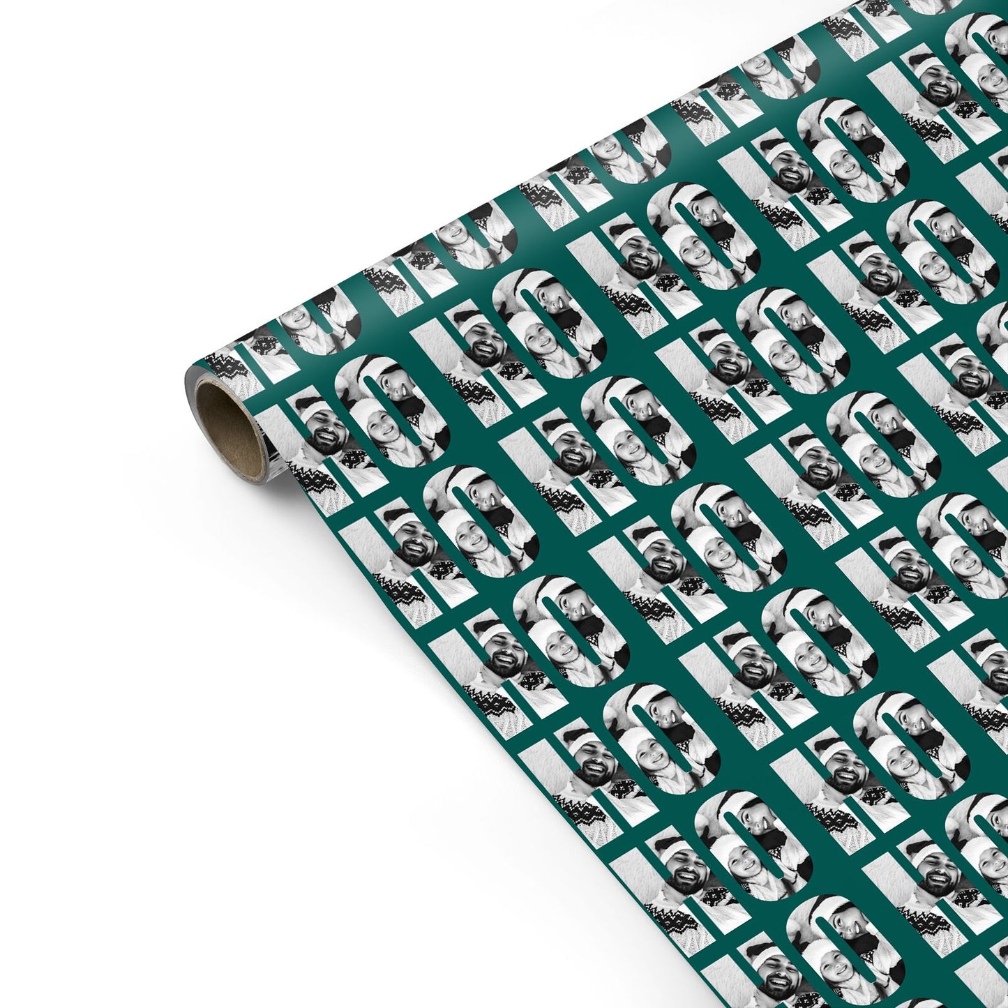 Green Ho Ho Ho Photo Upload Christmas Personalised Gift Wrap