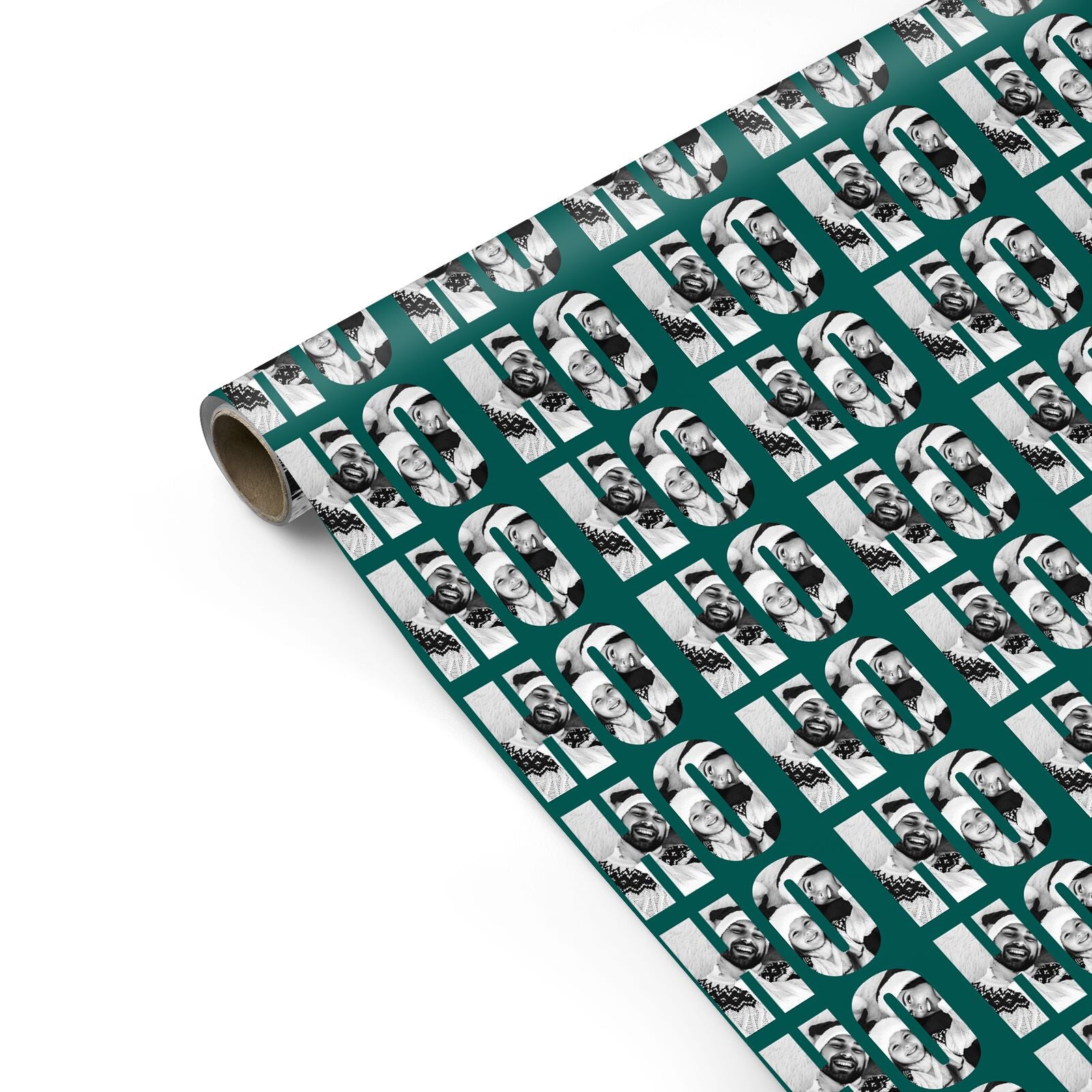Green Ho Ho Ho Photo Upload Christmas Personalised Gift Wrap