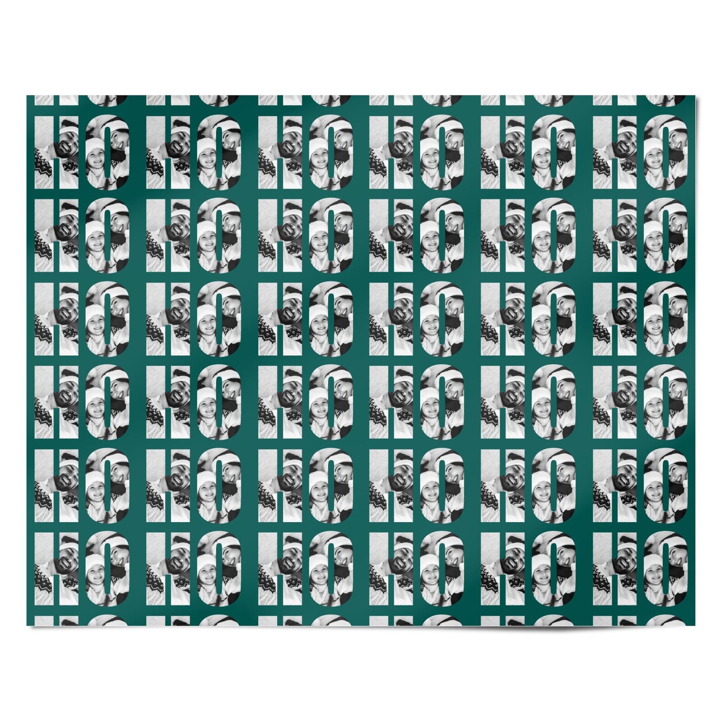 Green Ho Ho Ho Photo Upload Christmas Personalised Wrapping Paper Alternative