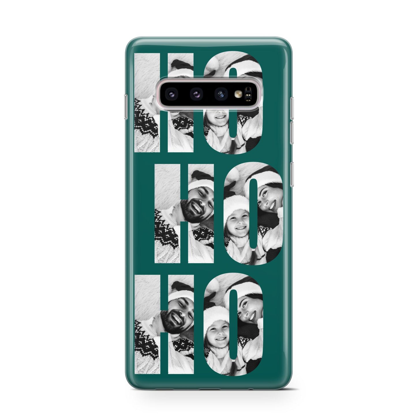 Green Ho Ho Ho Photo Upload Christmas Protective Samsung Galaxy Case