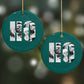 Green Ho Ho Ho Photo Upload Christmas Round Decoration on Christmas Background