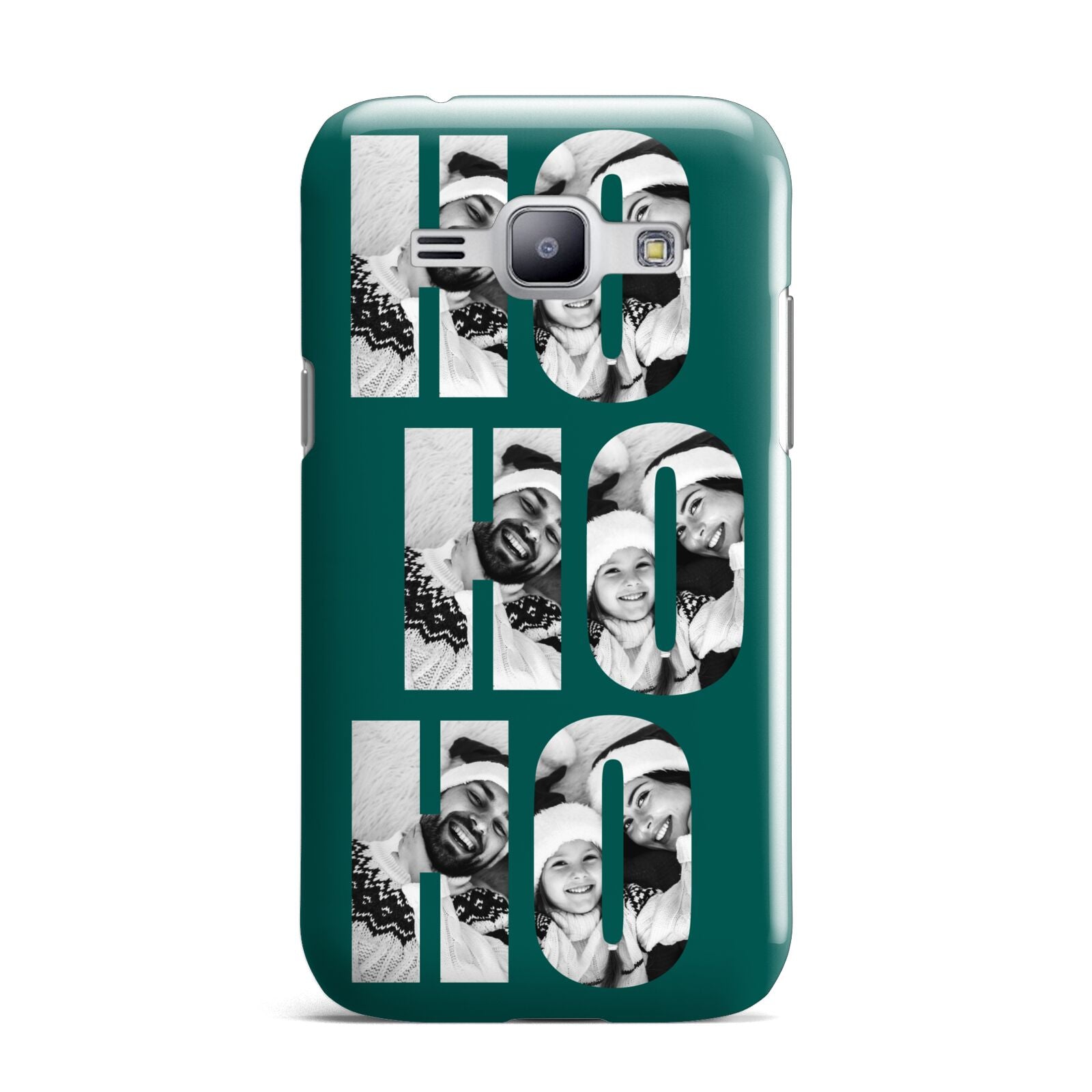 Green Ho Ho Ho Photo Upload Christmas Samsung Galaxy J1 2015 Case