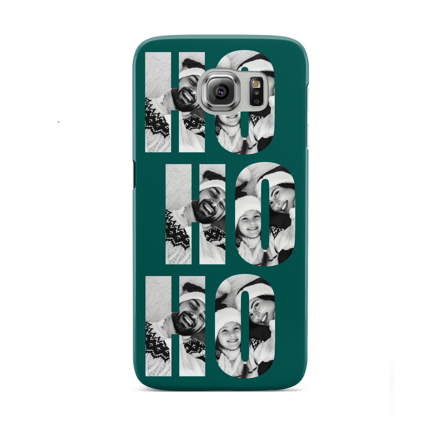 Green Ho Ho Ho Photo Upload Christmas Samsung Galaxy S6 Case