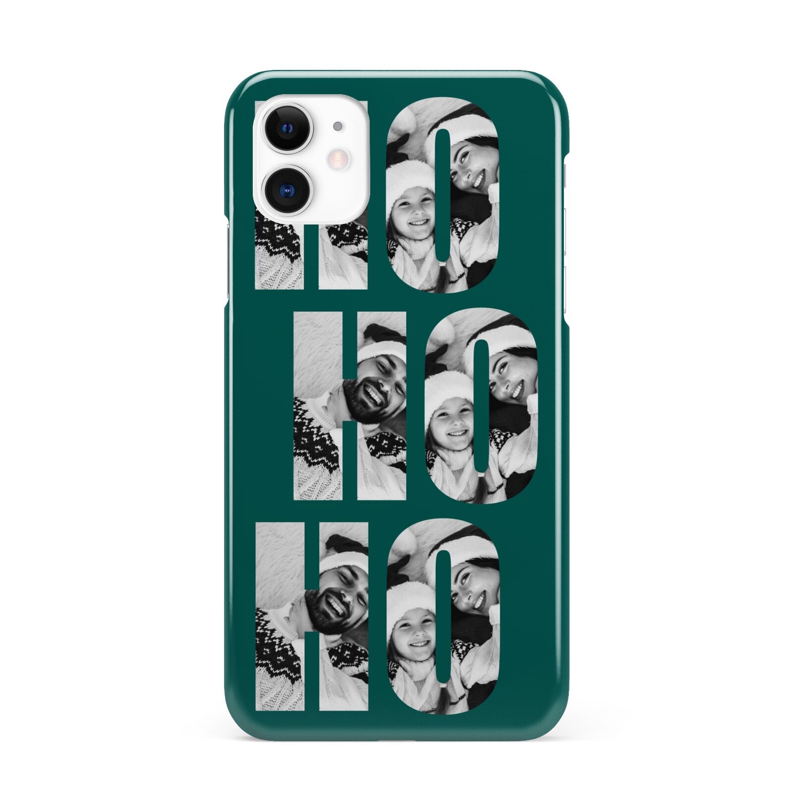 Green Ho Ho Ho Photo Upload Christmas iPhone 11 3D Snap Case