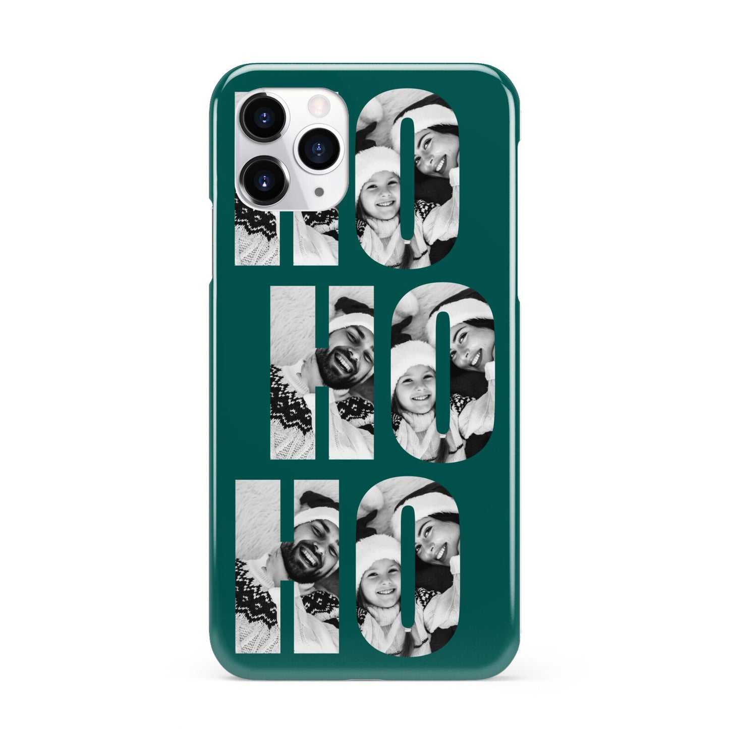 Green Ho Ho Ho Photo Upload Christmas iPhone 11 Pro 3D Snap Case