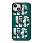 Green Ho Ho Ho Photo Upload Christmas iPhone 13 Black Impact Case on Silver phone