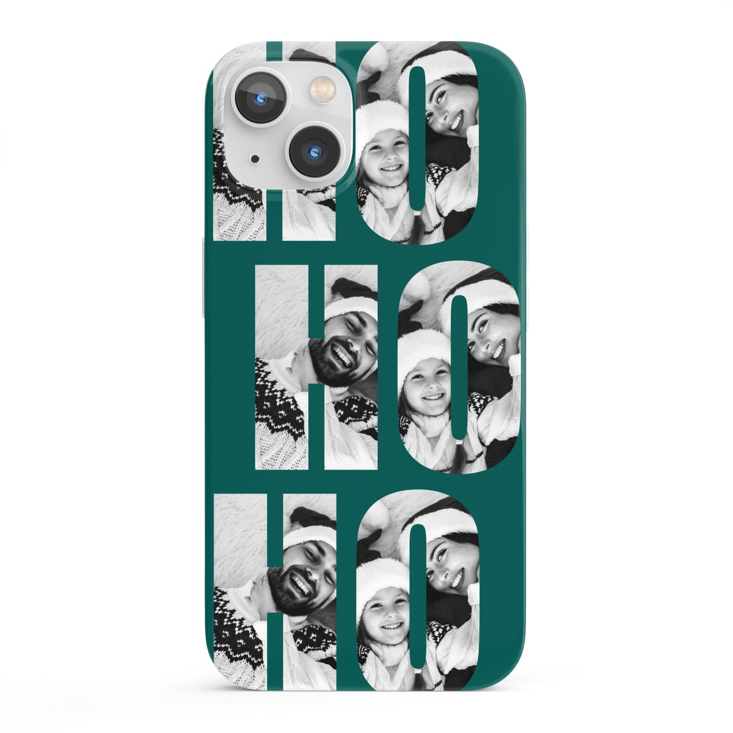 Green Ho Ho Ho Photo Upload Christmas iPhone 13 Full Wrap 3D Snap Case
