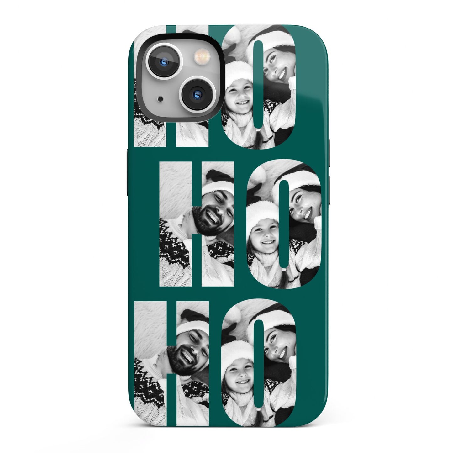 Green Ho Ho Ho Photo Upload Christmas iPhone 13 Full Wrap 3D Tough Case