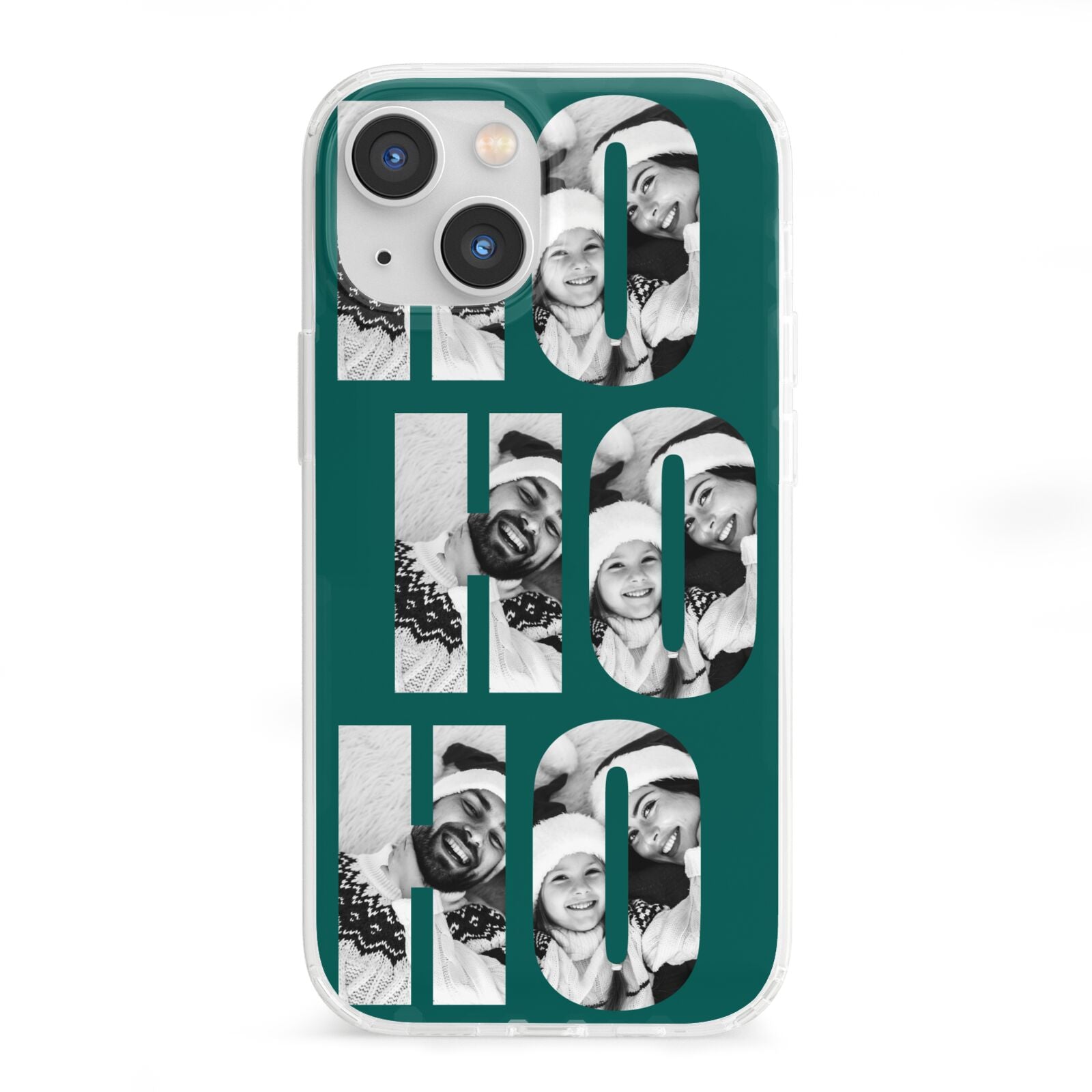Green Ho Ho Ho Photo Upload Christmas iPhone 13 Mini Clear Bumper Case
