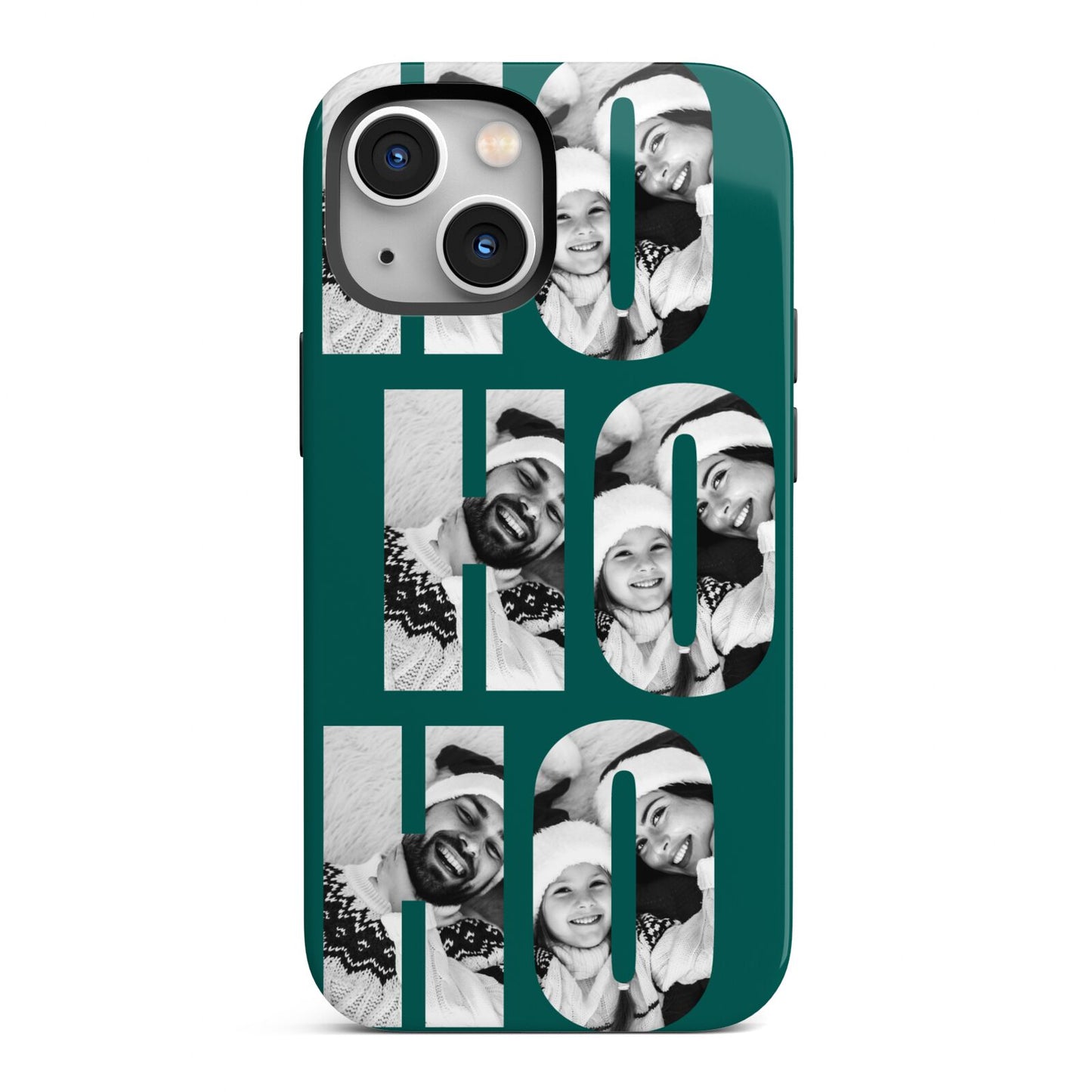 Green Ho Ho Ho Photo Upload Christmas iPhone 13 Mini Full Wrap 3D Tough Case