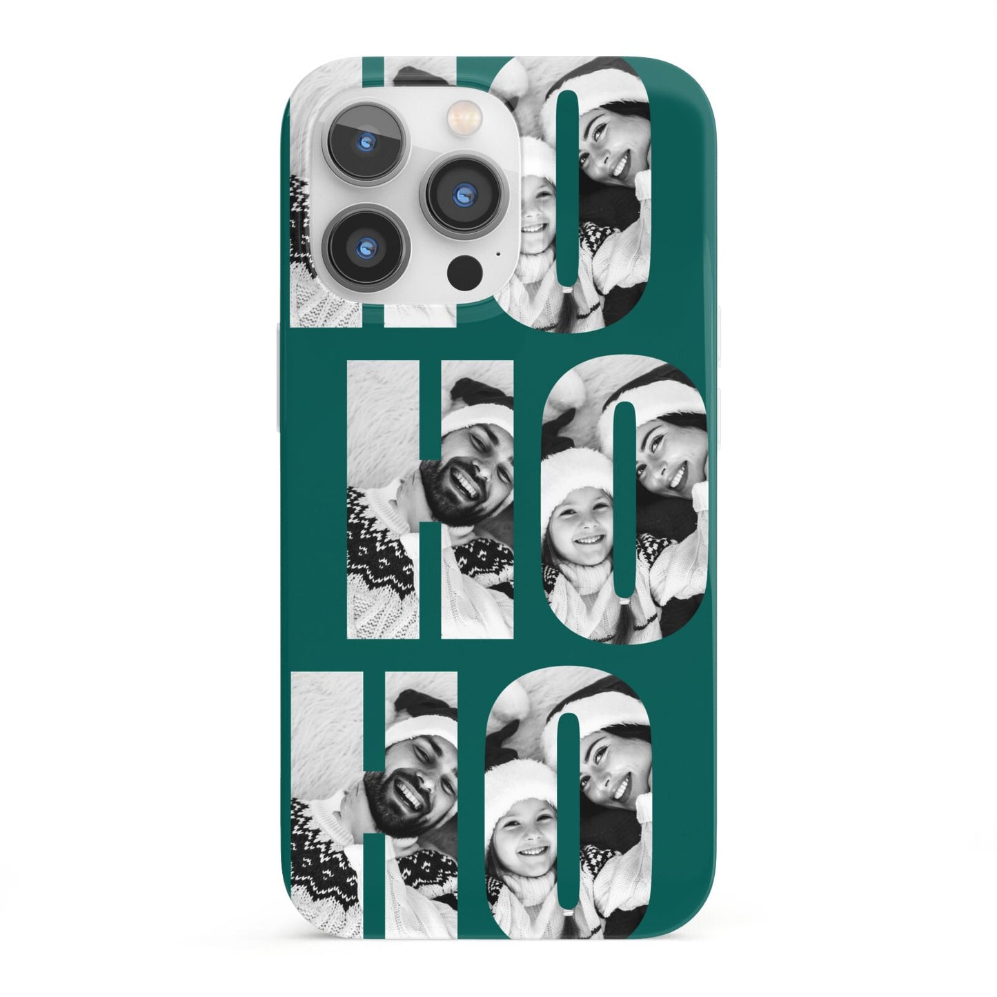 Green Ho Ho Ho Photo Upload Christmas iPhone 13 Pro Full Wrap 3D Snap Case