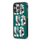 Green Ho Ho Ho Photo Upload Christmas iPhone 13 Pro Max Black Impact Case Side Angle on Silver phone