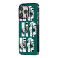 Green Ho Ho Ho Photo Upload Christmas iPhone 14 Pro Max Black Impact Case Side Angle on Silver phone