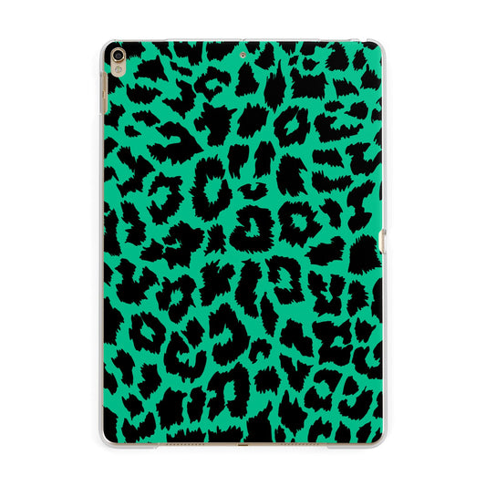 Green Leopard Print Apple iPad Gold Case