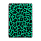 Green Leopard Print Apple iPad Grey Case