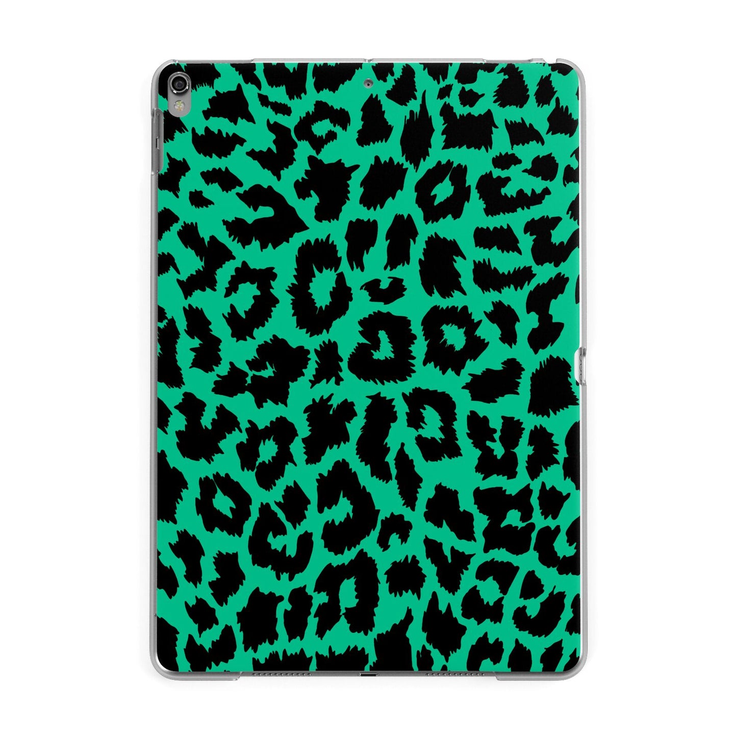 Green Leopard Print Apple iPad Grey Case