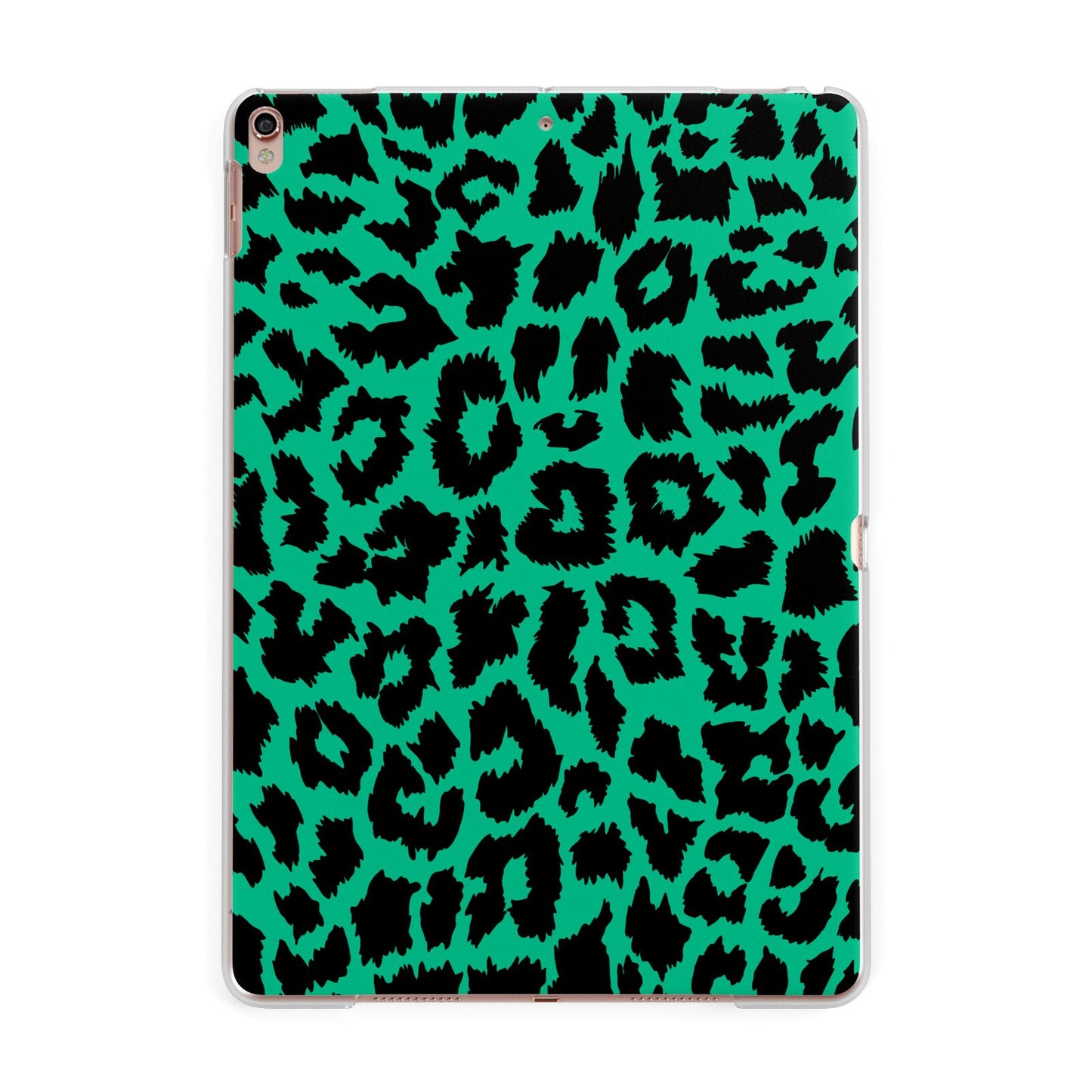 Green Leopard Print Apple iPad Rose Gold Case