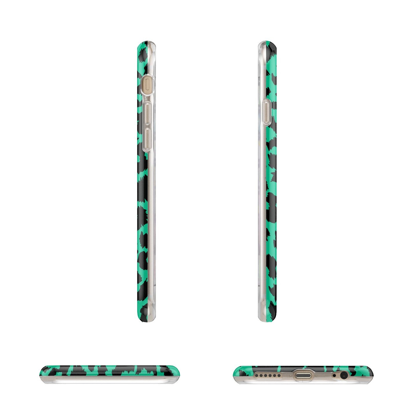 Green Leopard Print Apple iPhone 6 3D Wrap Tough Case Alternative Image Angles
