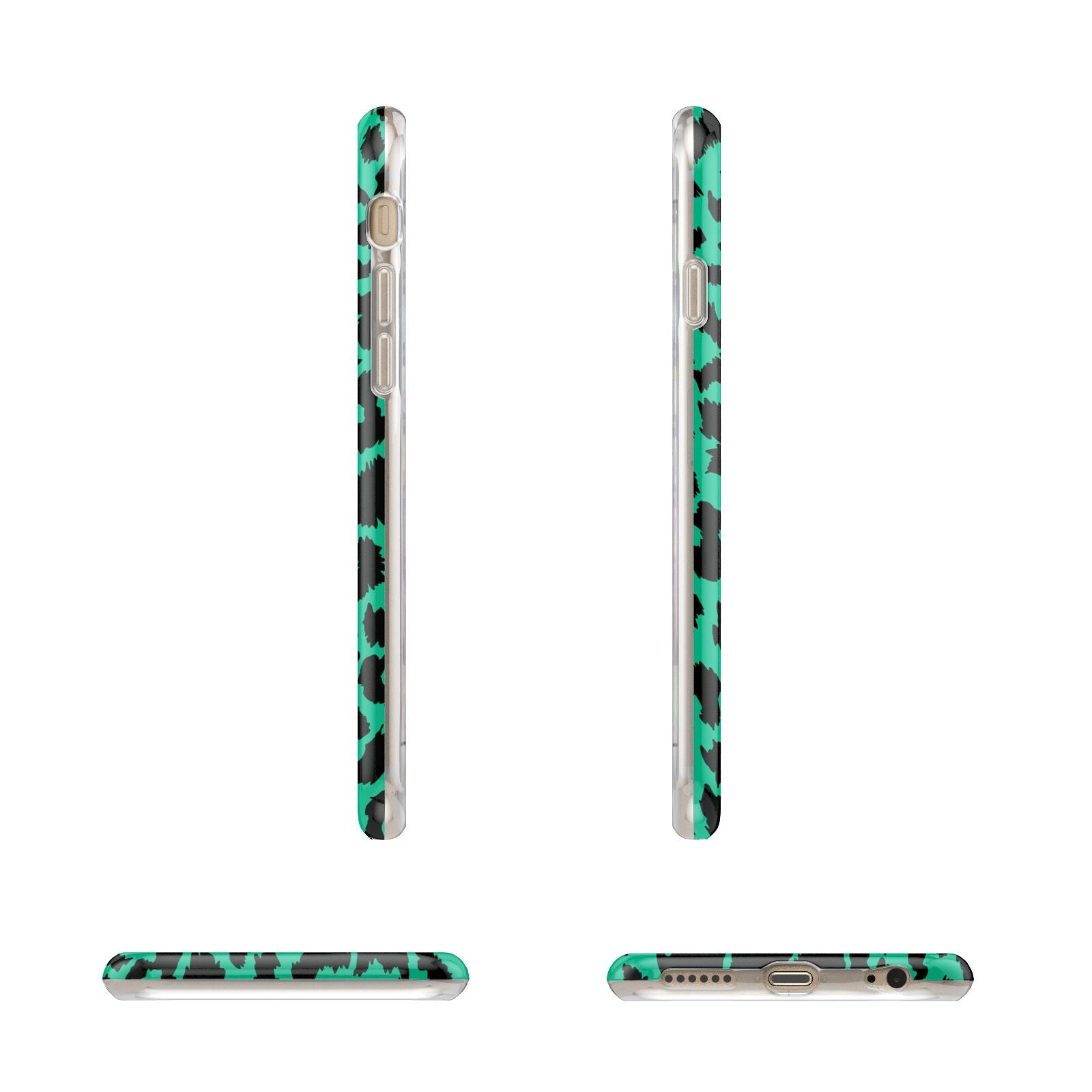 Green Leopard Print Apple iPhone 6 3D Wrap Tough Case Alternative Image Angles