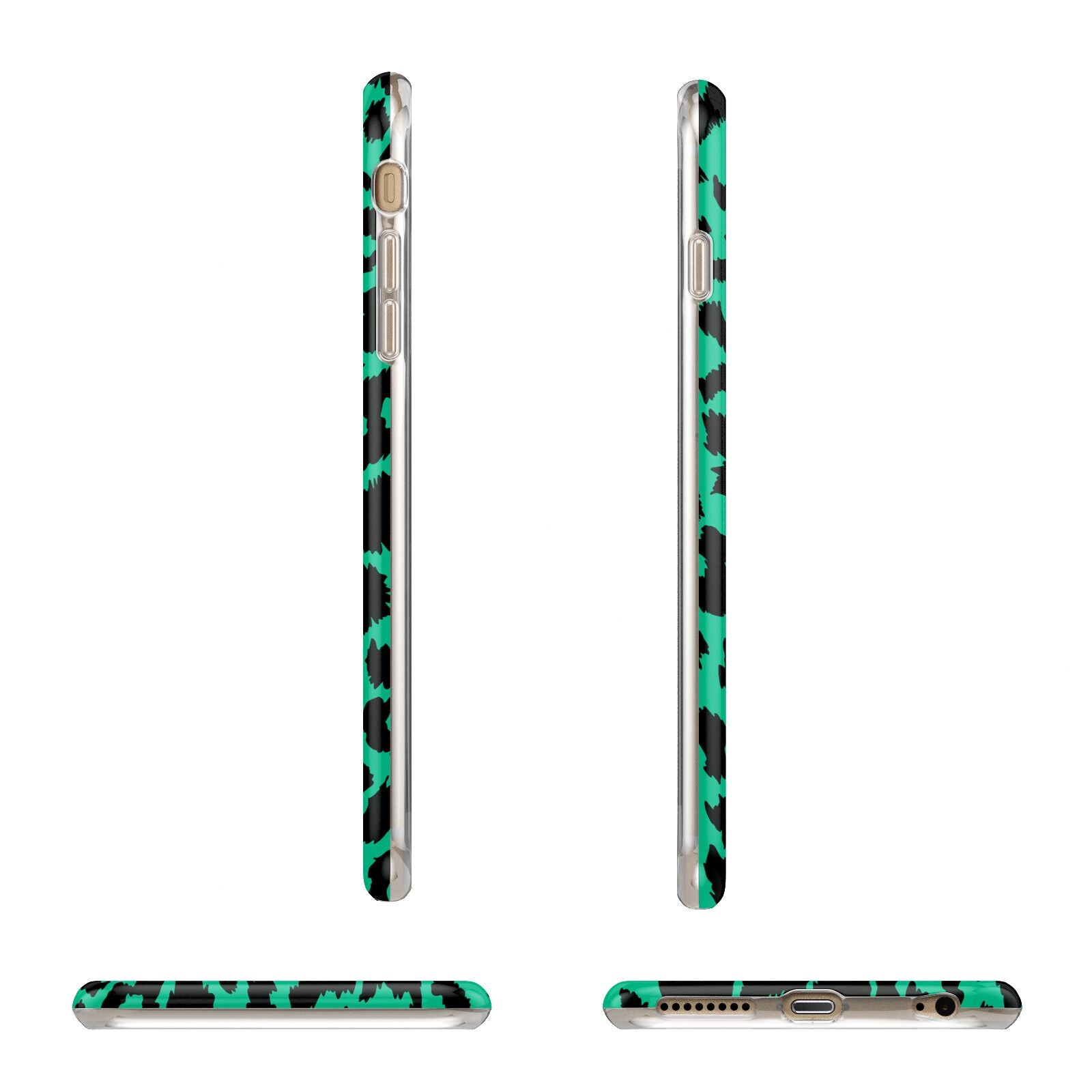 Green Leopard Print Apple iPhone 6 Plus 3D Wrap Tough Case Alternative Image Angles