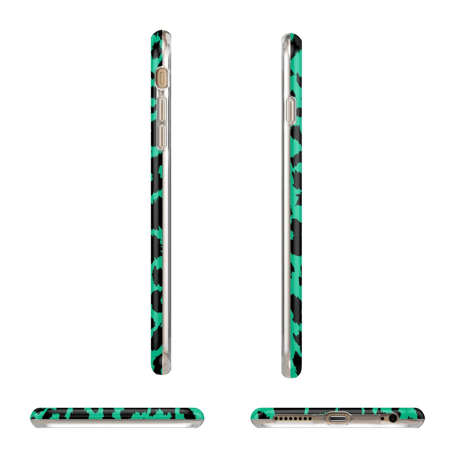 Green Leopard Print Apple iPhone 6 Plus 3D Wrap Tough Case Alternative Image Angles
