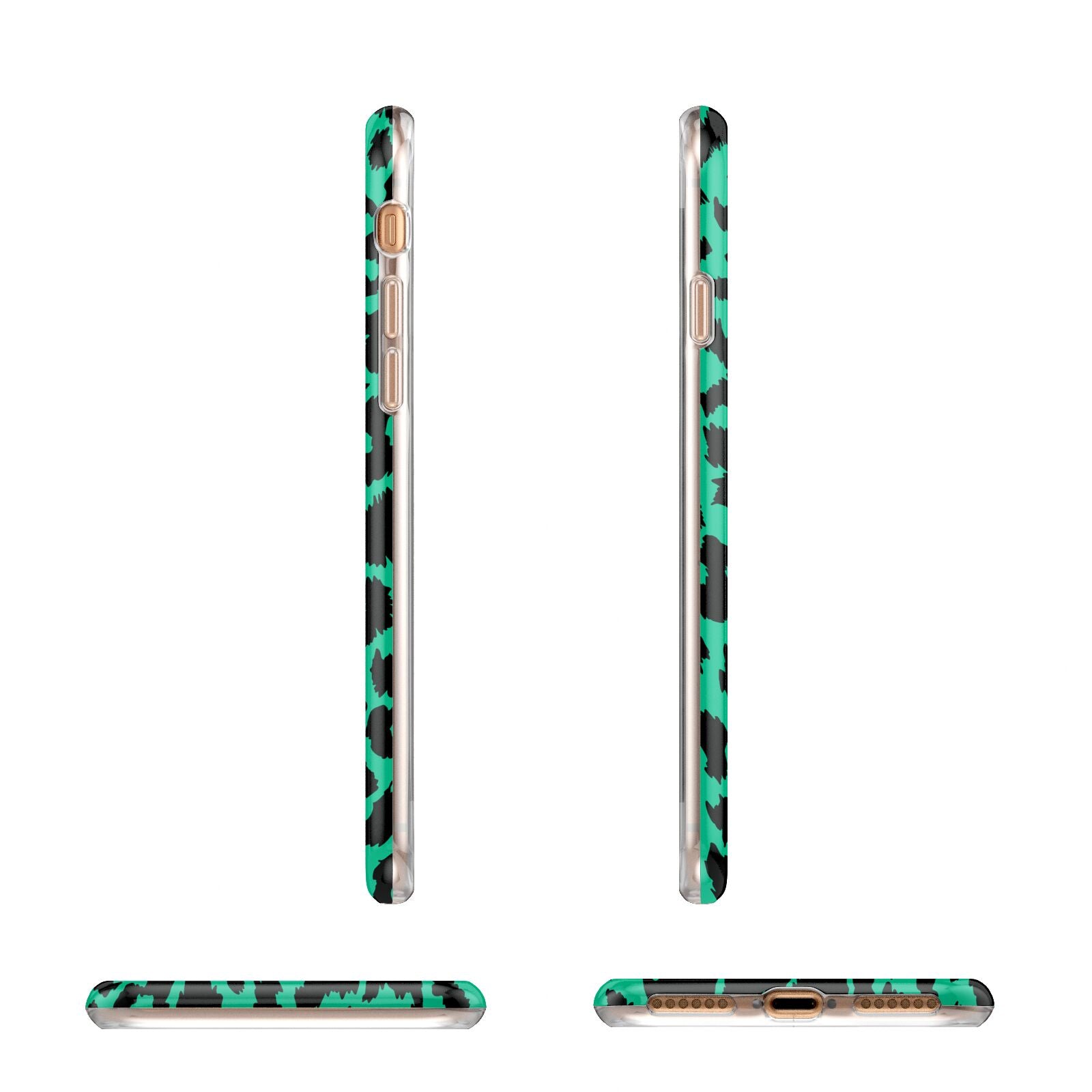 Green Leopard Print Apple iPhone 7 8 3D Wrap Tough Case Alternative Image Angles