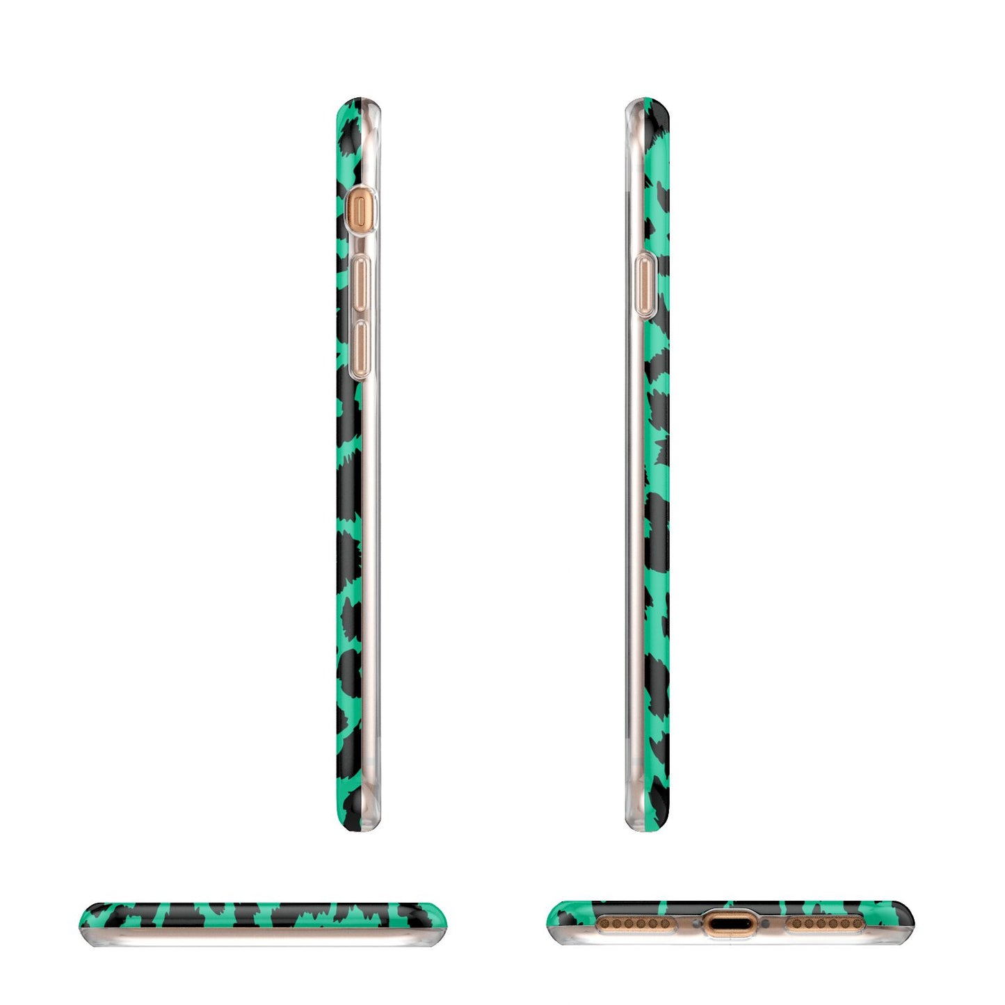 Green Leopard Print Apple iPhone 7 8 3D Wrap Tough Case Alternative Image Angles