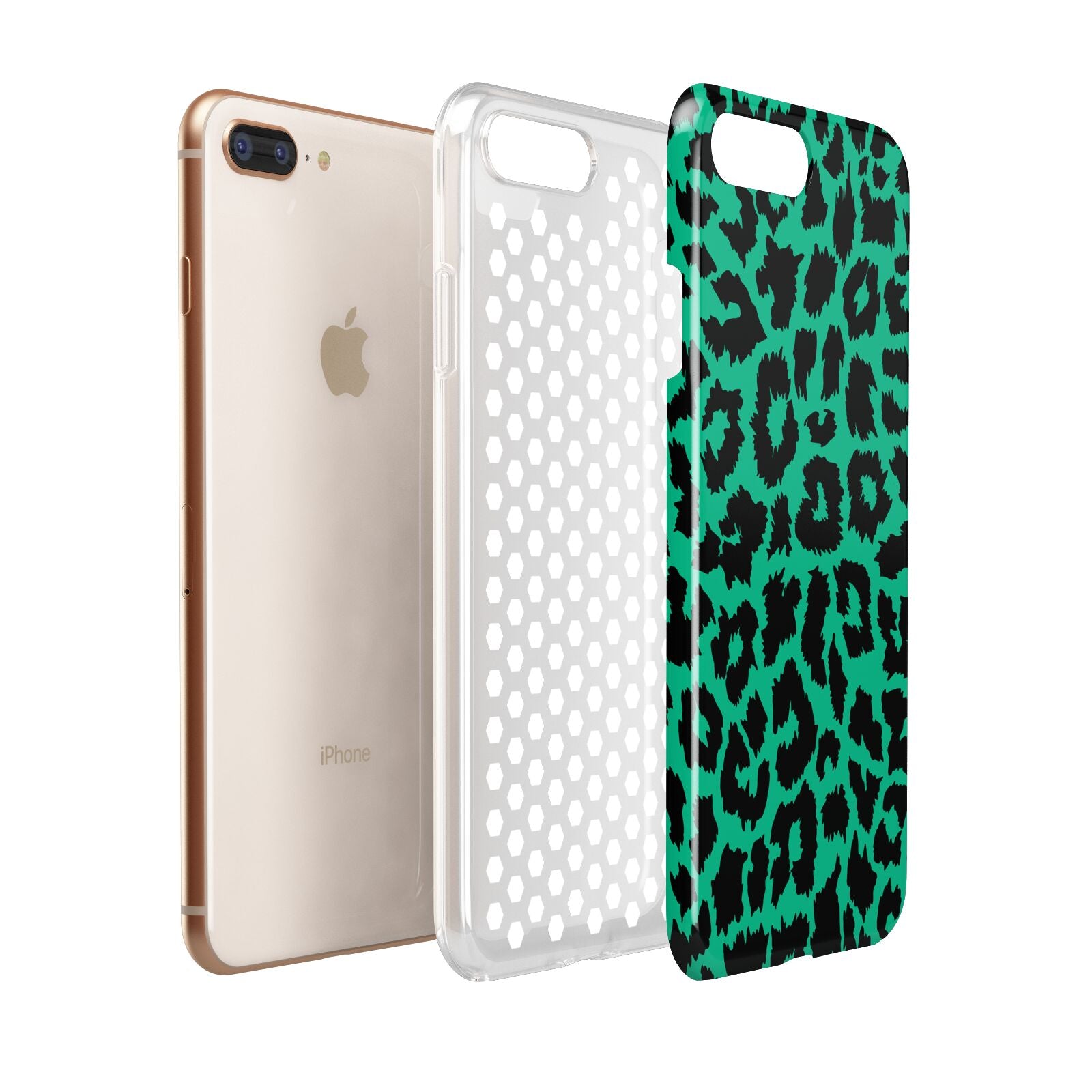 Green Leopard Print Apple iPhone 7 8 Plus 3D Tough Case Expanded View