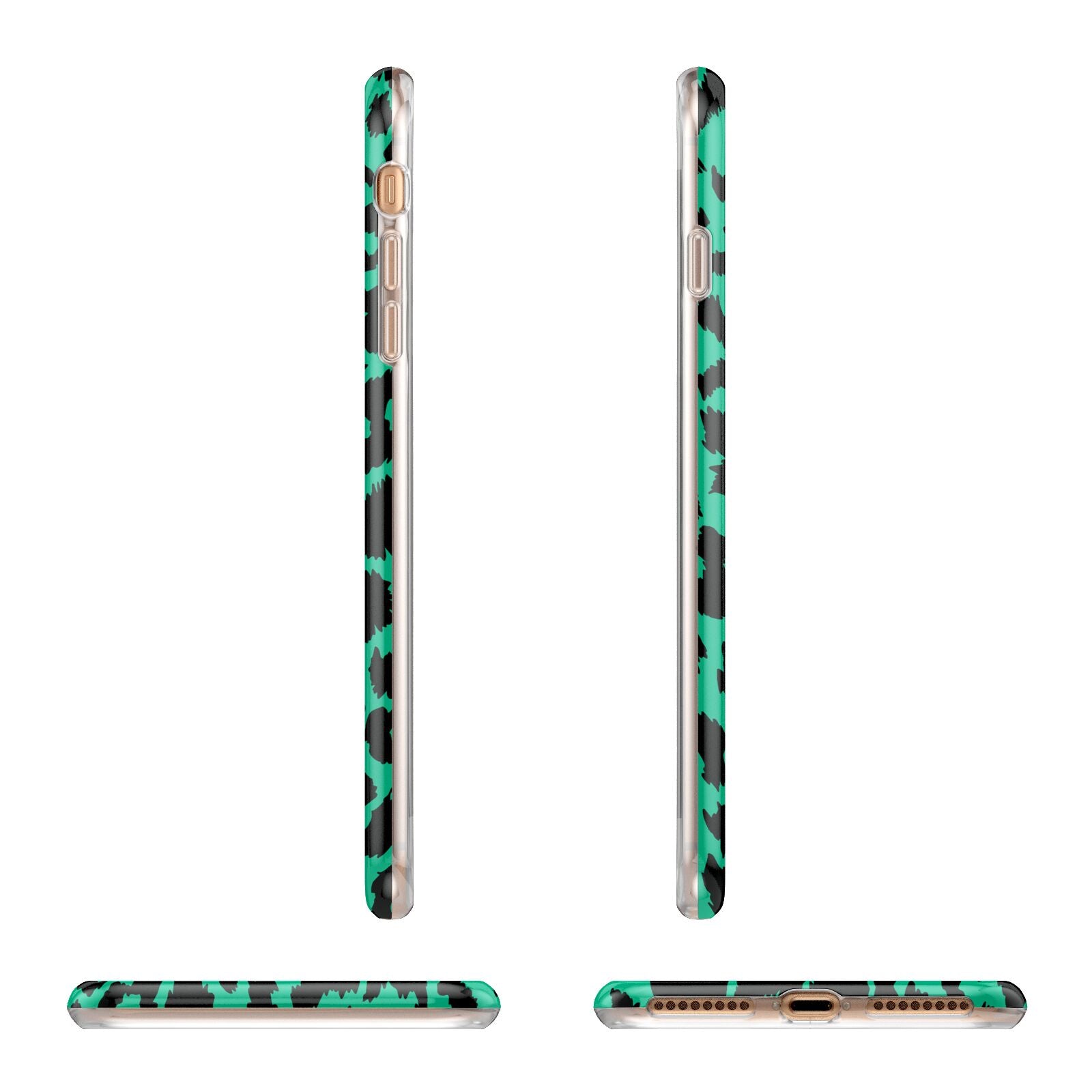 Green Leopard Print Apple iPhone 7 8 Plus 3D Wrap Tough Case Alternative Image Angles