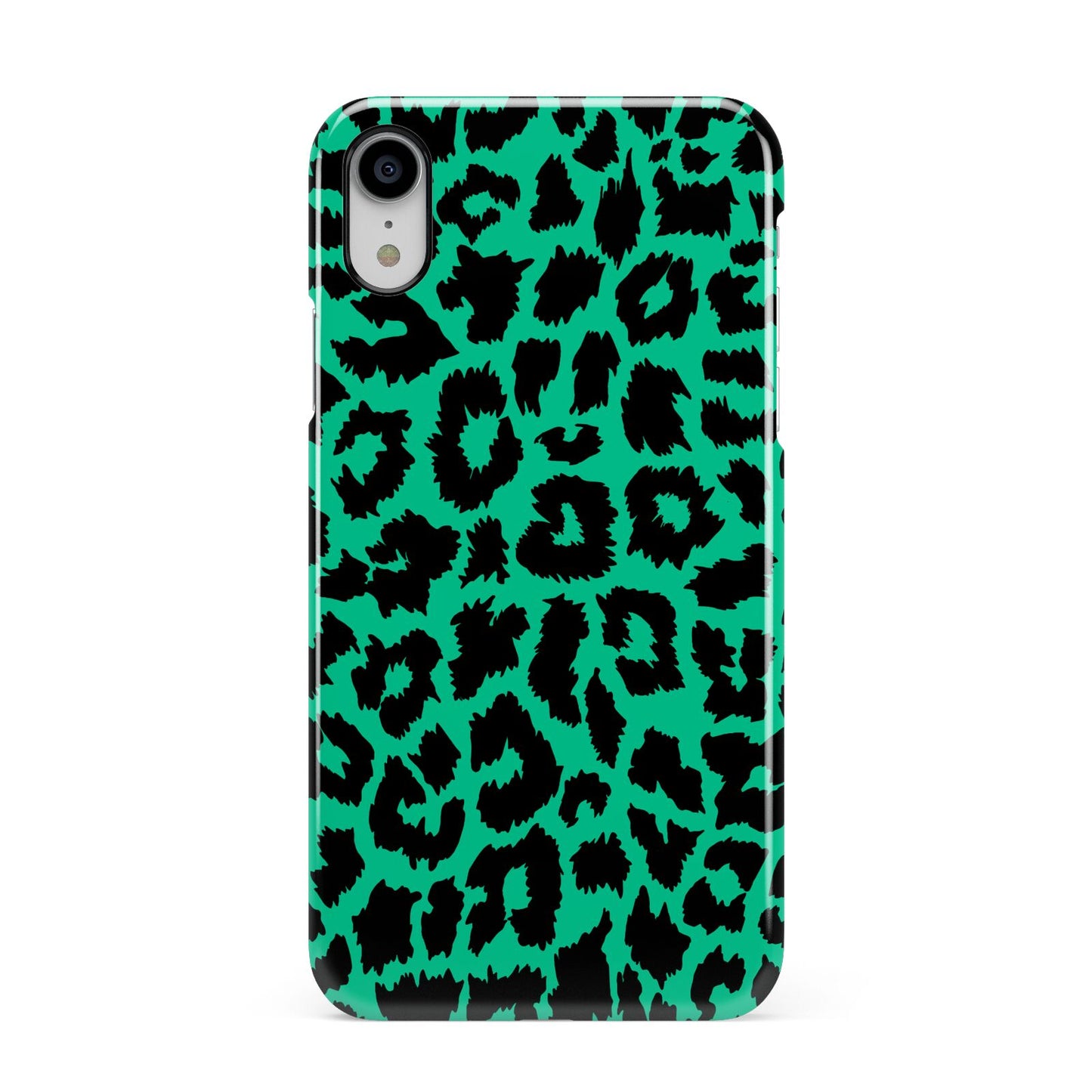 Green Leopard Print Apple iPhone XR White 3D Snap Case