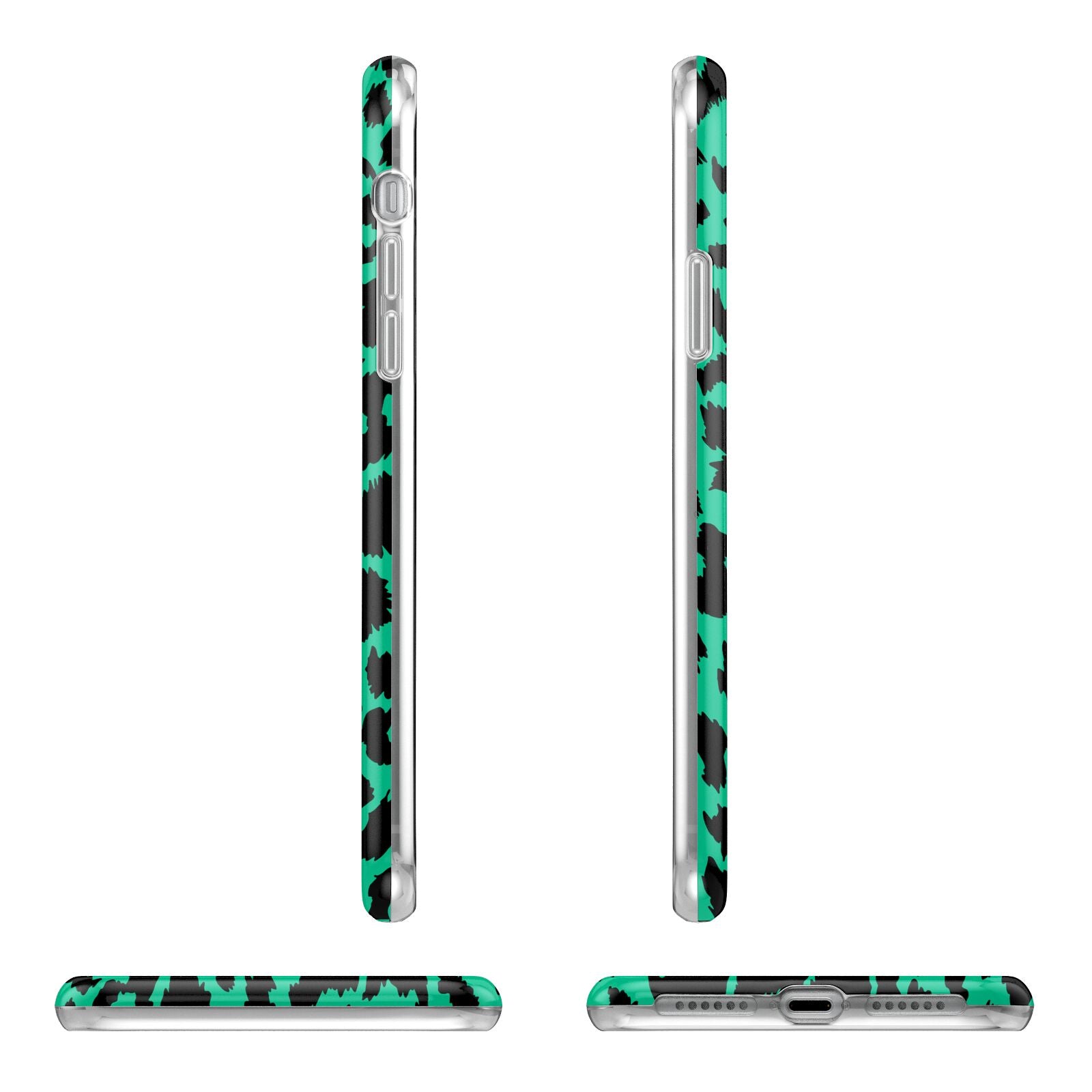 Green Leopard Print Apple iPhone XR in White with 3D Wrap Tough Case Alternative Image Angles