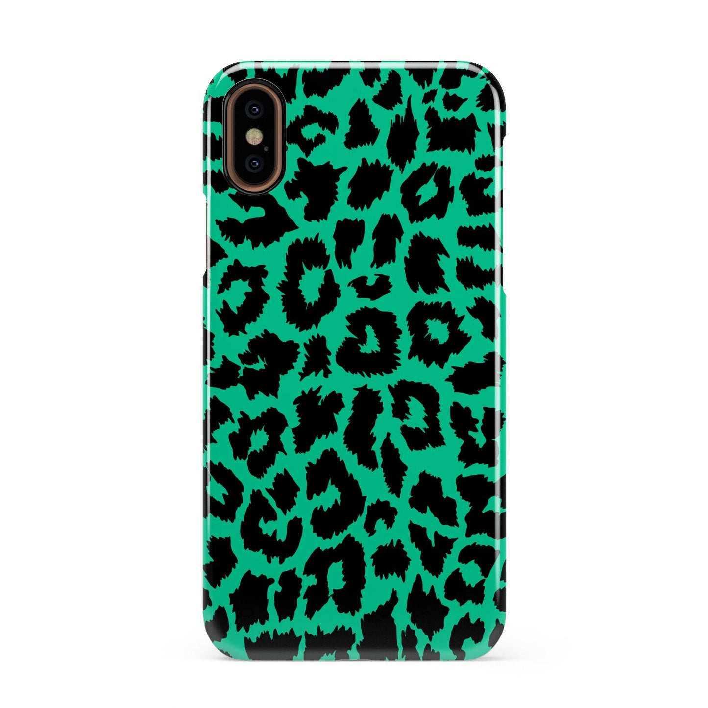 Green Leopard Print Apple iPhone XS 3D Snap Case
