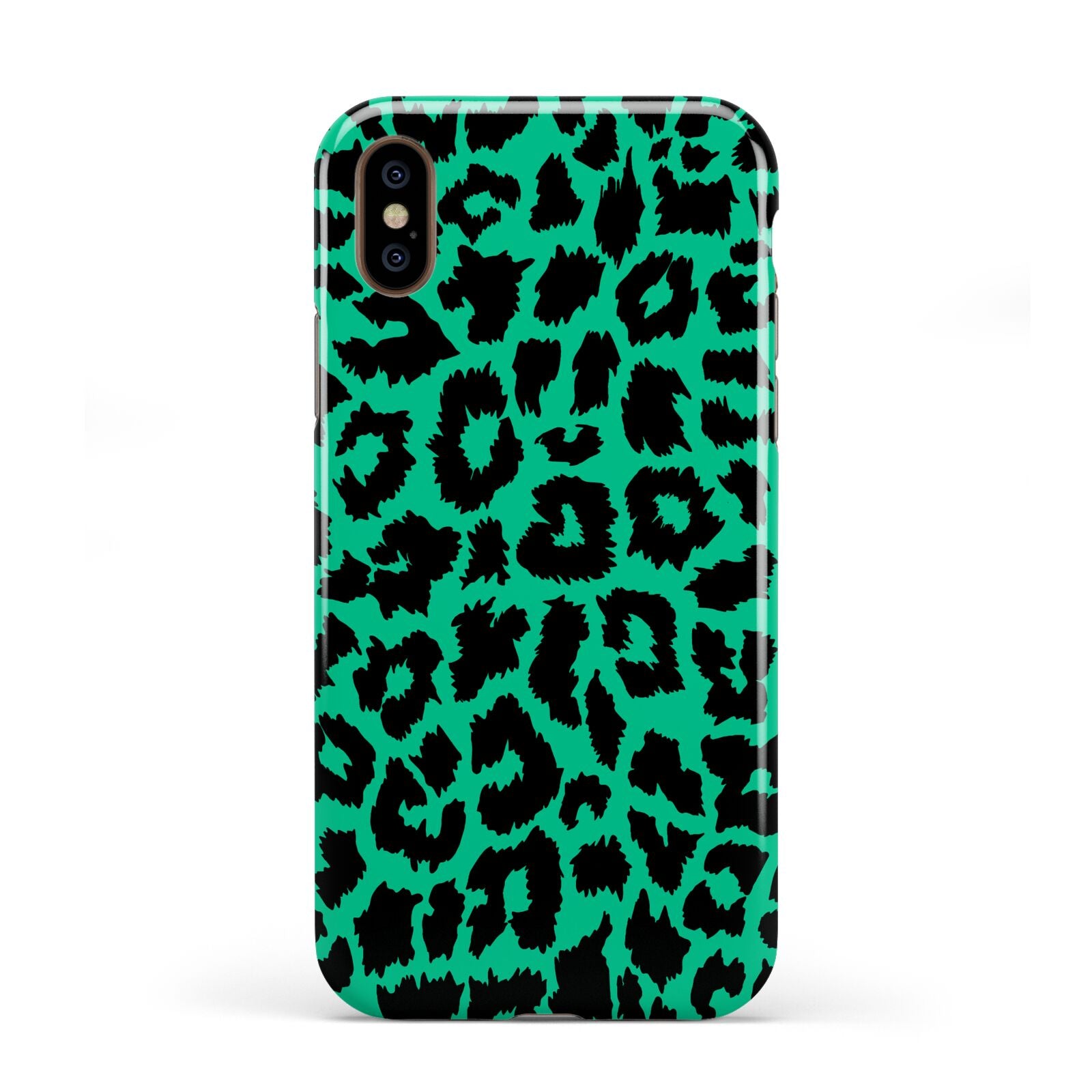 Green Leopard Print Apple iPhone XS 3D Tough