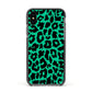 Green Leopard Print Apple iPhone Xs Impact Case Black Edge on Black Phone