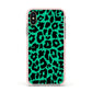 Green Leopard Print Apple iPhone Xs Impact Case Pink Edge on Gold Phone